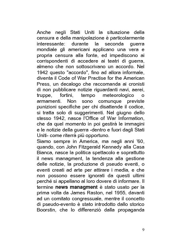 Anteprima della tesi: Giornalismo di guerra: tecniche, evoluzioni, analisi, Pagina 8