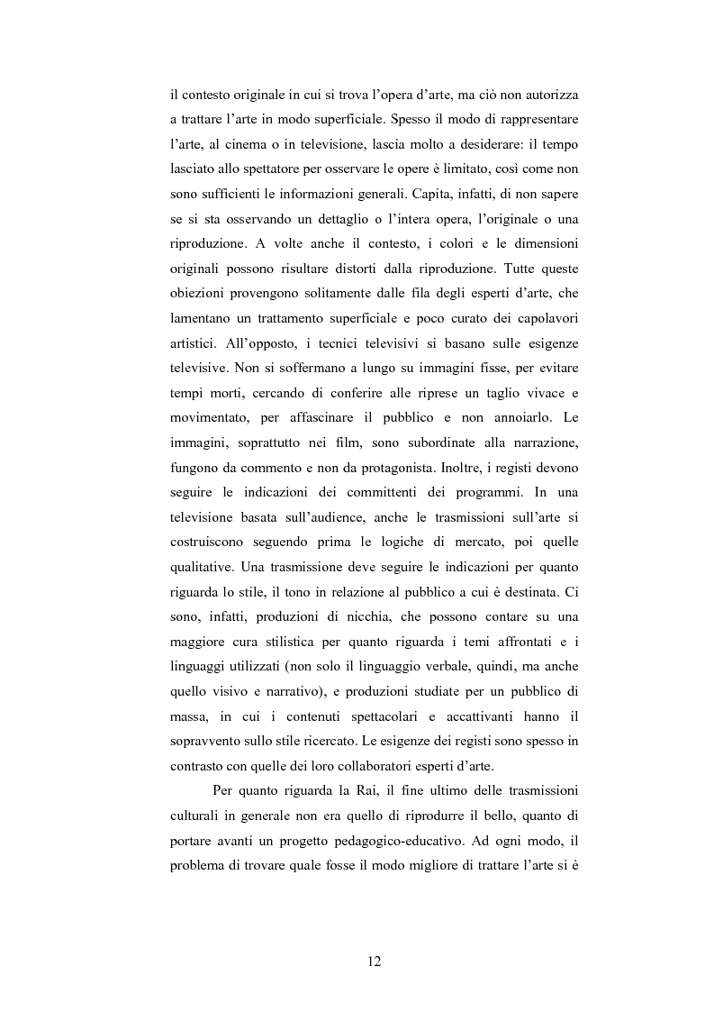 Anteprima della tesi: I programmi d'arte nella televisione pubblica italiana, Pagina 10