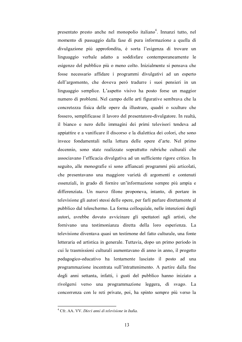 Anteprima della tesi: I programmi d'arte nella televisione pubblica italiana, Pagina 11