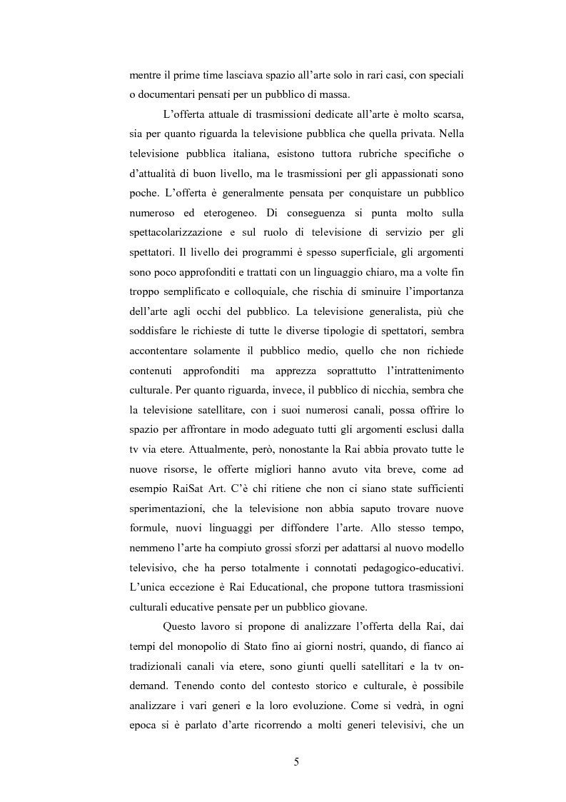 Anteprima della tesi: I programmi d'arte nella televisione pubblica italiana, Pagina 3