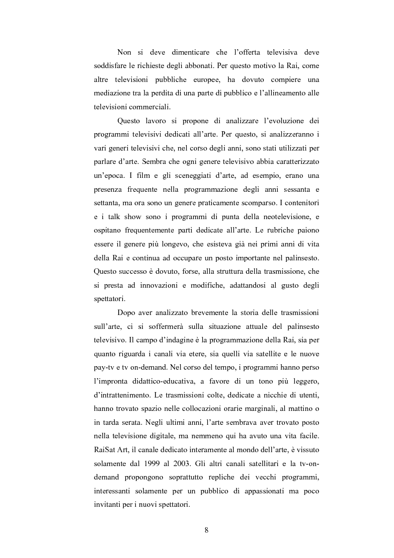 Anteprima della tesi: I programmi d'arte nella televisione pubblica italiana, Pagina 6