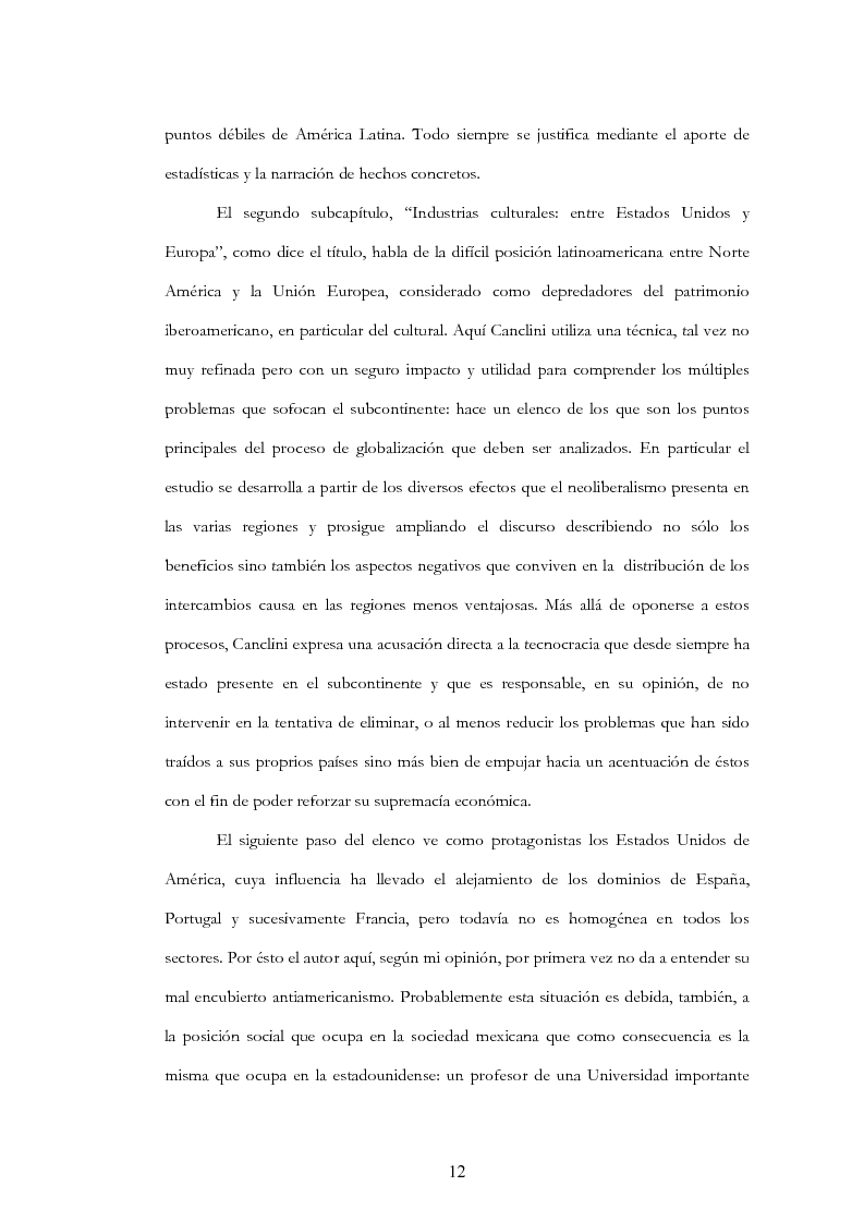 Anteprima della tesi: Anàlisis, comentario y traducciòn de "Latinoamericanos buscando lugar en este siglo" de Néstor Garcìa Canclini, Pagina 11