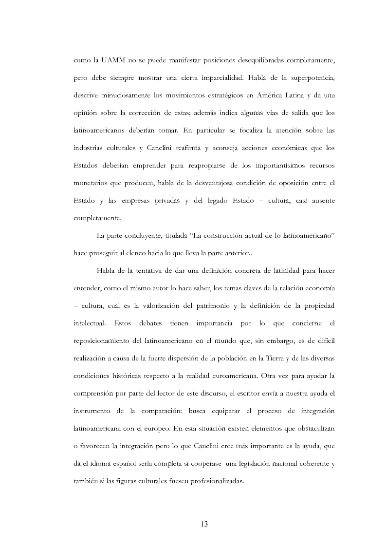 Anteprima della tesi: Anàlisis, comentario y traducciòn de "Latinoamericanos buscando lugar en este siglo" de Néstor Garcìa Canclini, Pagina 12