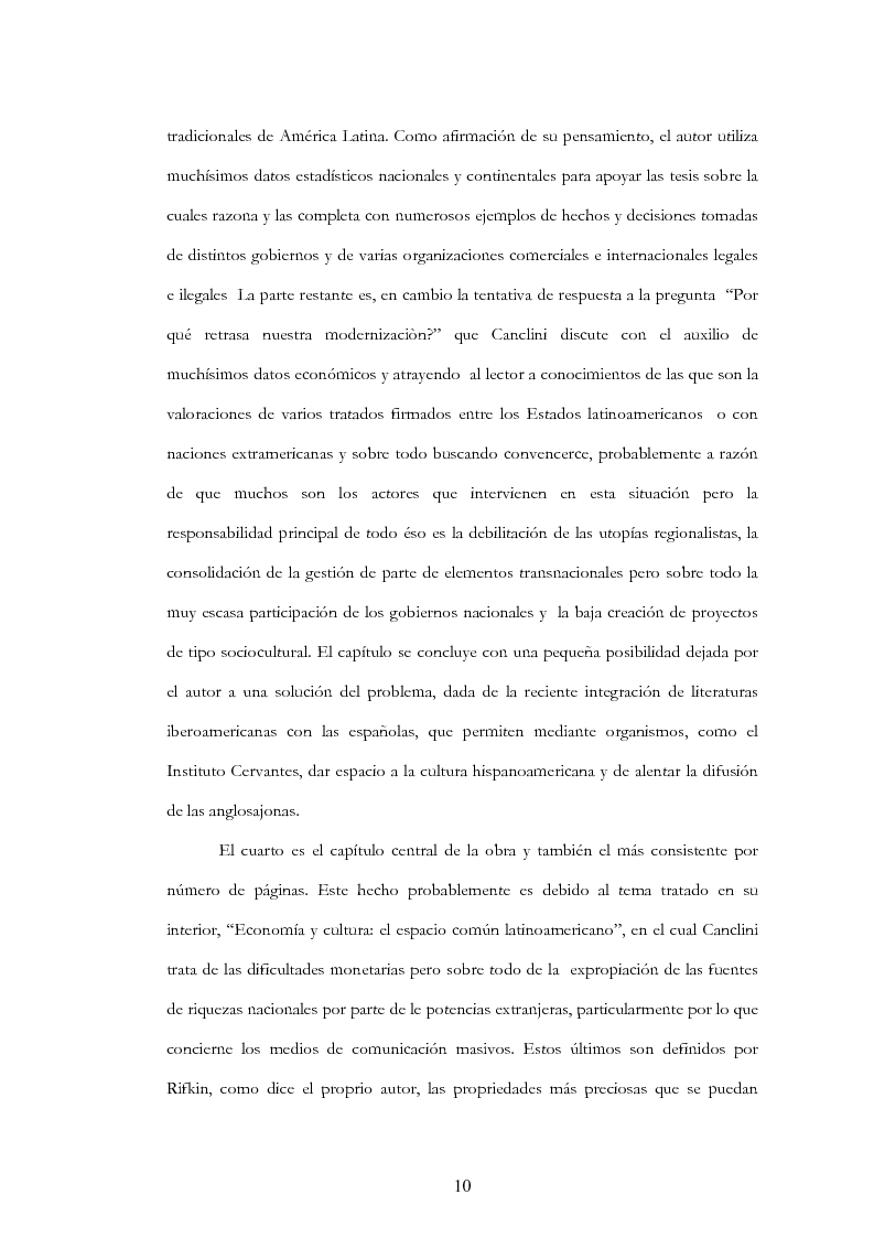 Anteprima della tesi: Anàlisis, comentario y traducciòn de "Latinoamericanos buscando lugar en este siglo" de Néstor Garcìa Canclini, Pagina 9