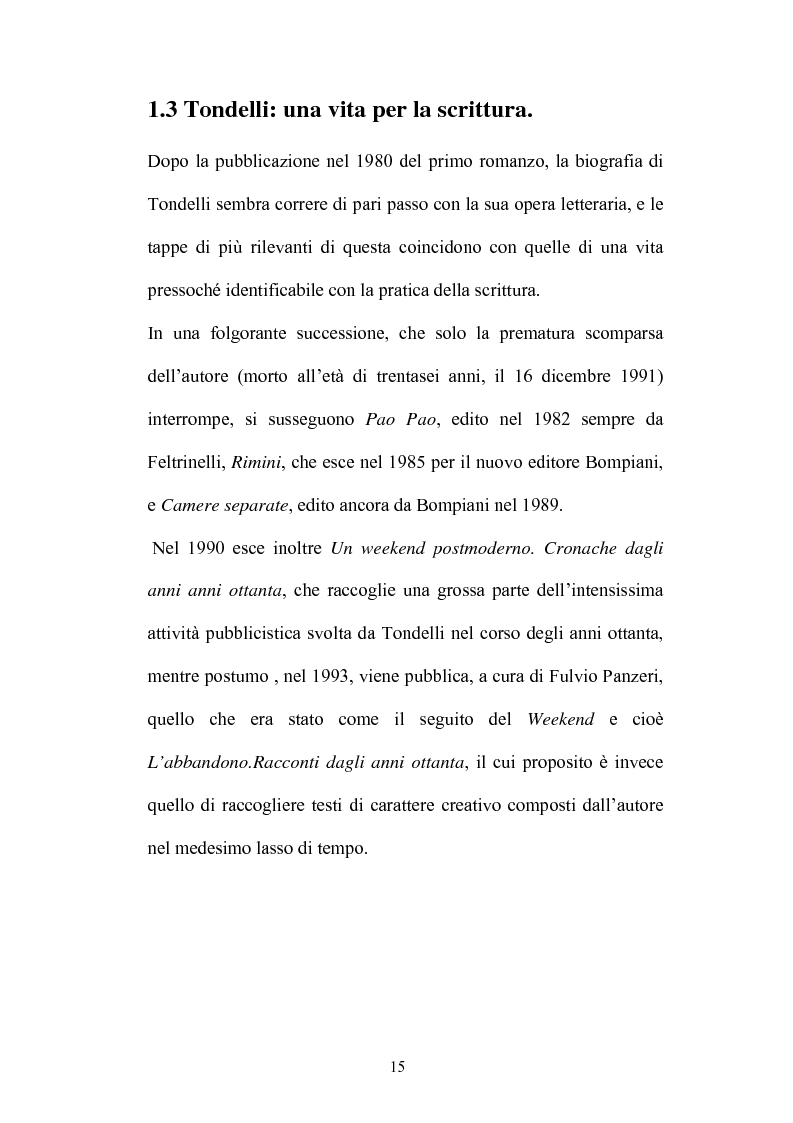 Anteprima della tesi: Un testo contro la solitudine. Pier Vittorio Tondelli scrittore postmoderno., Pagina 15