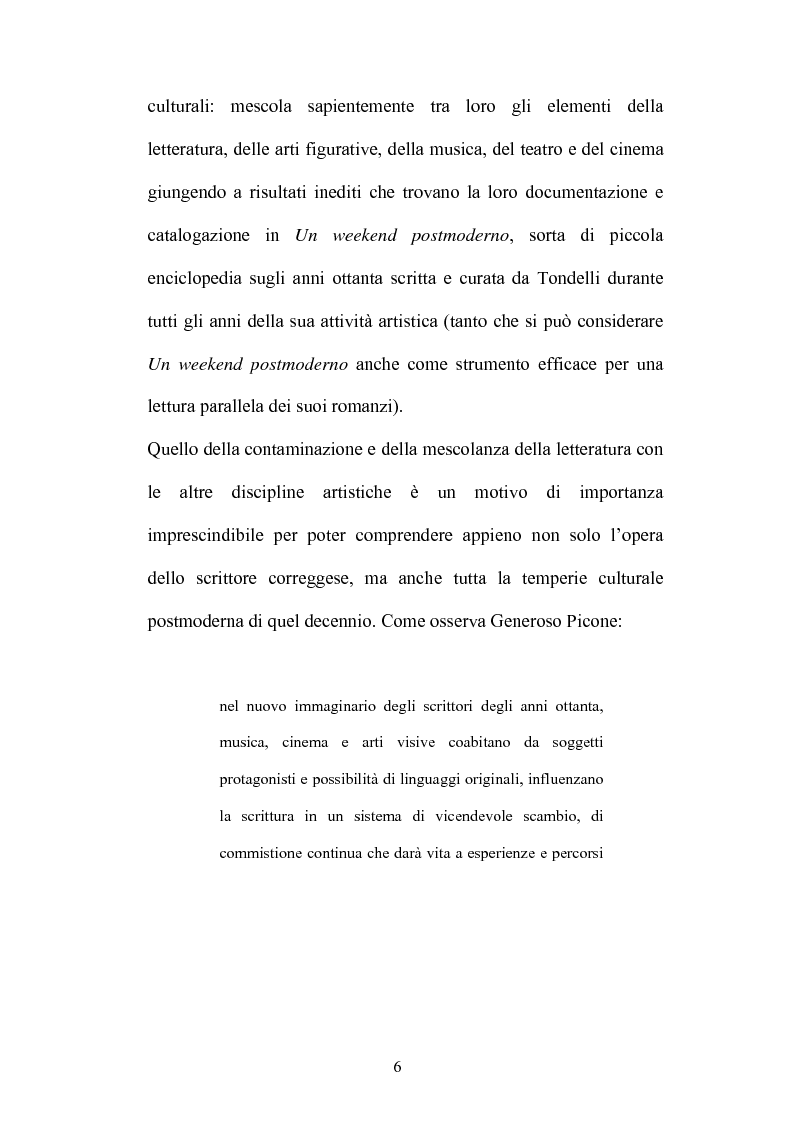 Anteprima della tesi: Un testo contro la solitudine. Pier Vittorio Tondelli scrittore postmoderno., Pagina 6