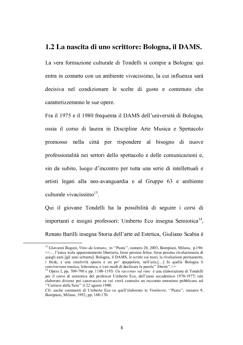 Anteprima della tesi: Un testo contro la solitudine. Pier Vittorio Tondelli scrittore postmoderno., Pagina 8