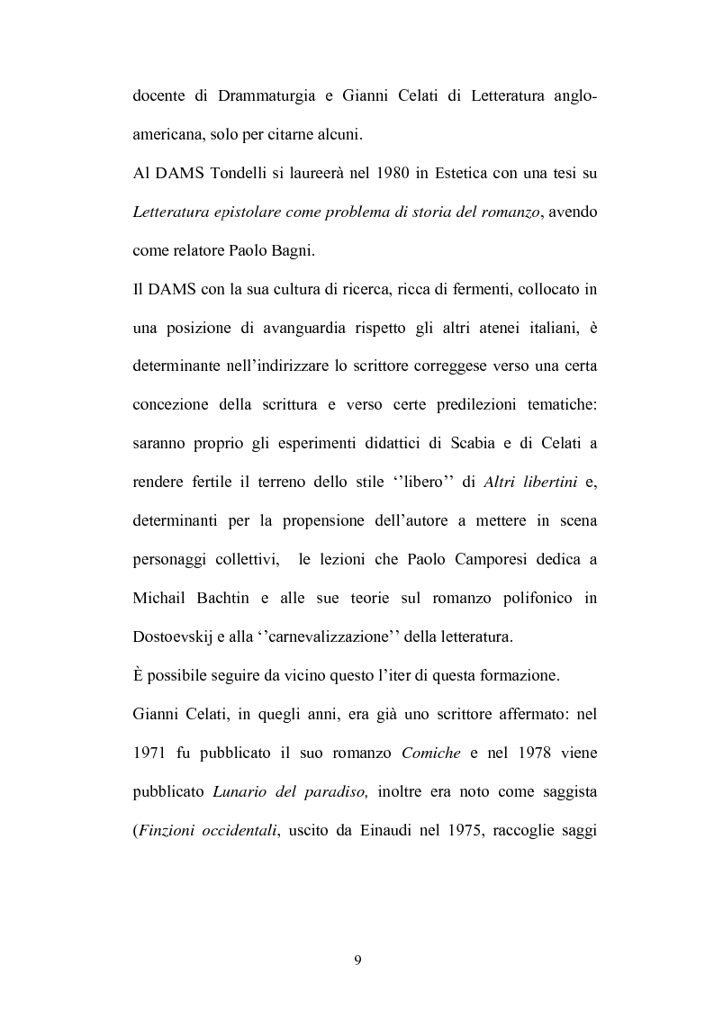Anteprima della tesi: Un testo contro la solitudine. Pier Vittorio Tondelli scrittore postmoderno., Pagina 9