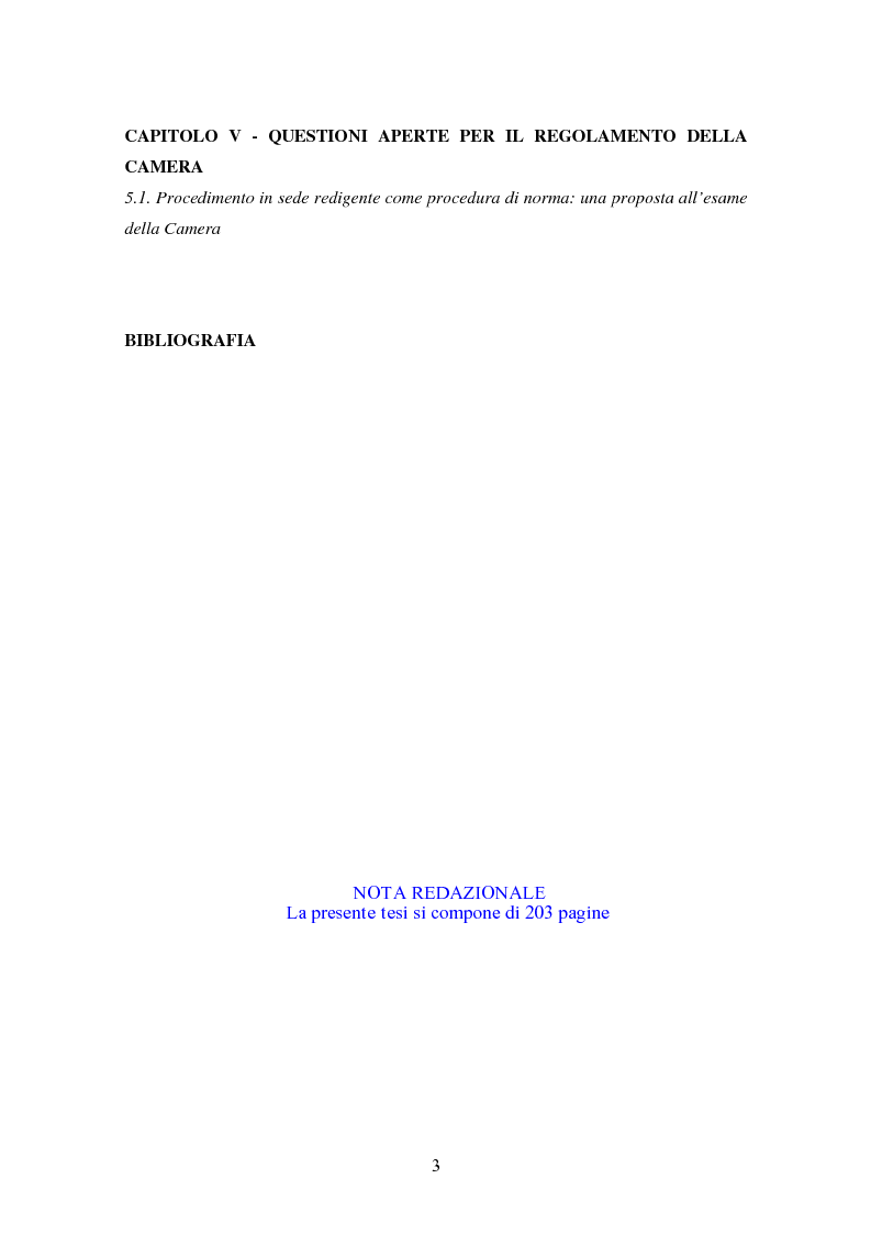 Indice della tesi: L'attività consultiva delle commissioni nel procedimento legislativo, Pagina 2