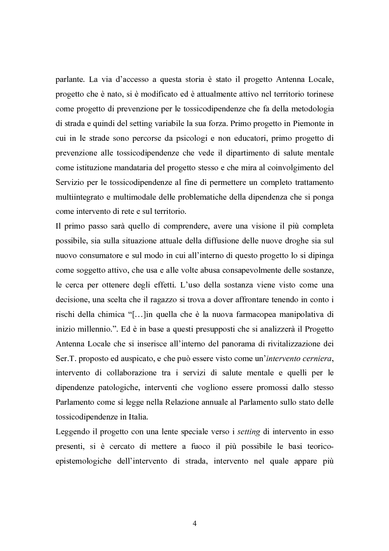 Anteprima della tesi: La strada come "setting variabile". Un progetto di intervento con tossicodipendenti attivi, Pagina 2