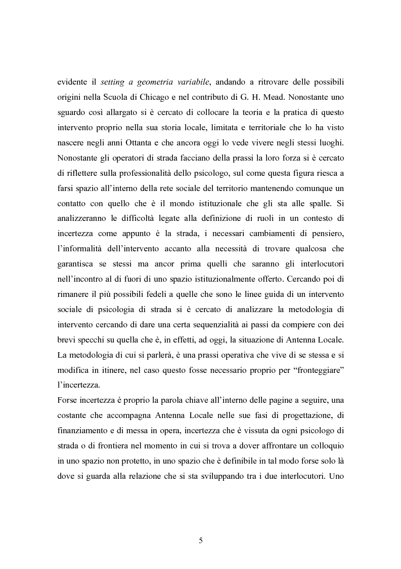Anteprima della tesi: La strada come "setting variabile". Un progetto di intervento con tossicodipendenti attivi, Pagina 3