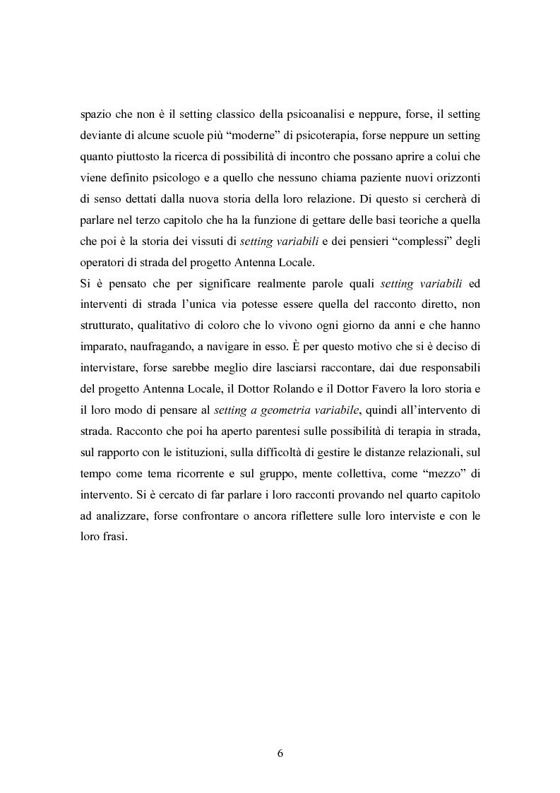 Anteprima della tesi: La strada come "setting variabile". Un progetto di intervento con tossicodipendenti attivi, Pagina 4