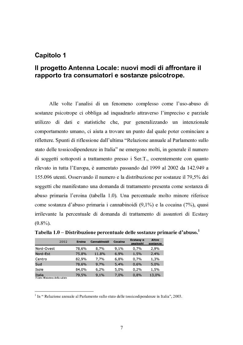 Anteprima della tesi: La strada come "setting variabile". Un progetto di intervento con tossicodipendenti attivi, Pagina 5