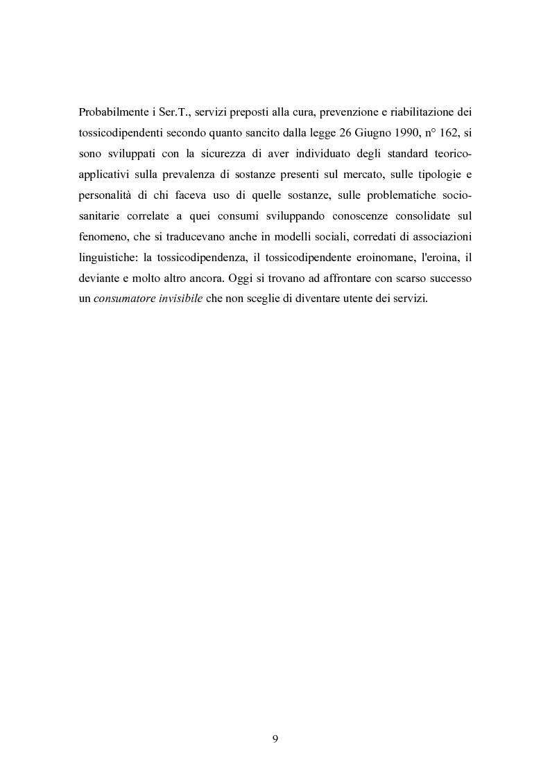 Anteprima della tesi: La strada come "setting variabile". Un progetto di intervento con tossicodipendenti attivi, Pagina 7
