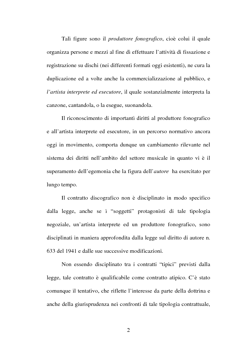 Anteprima della tesi: Il contratto discografico. Profili privatistici, Pagina 2