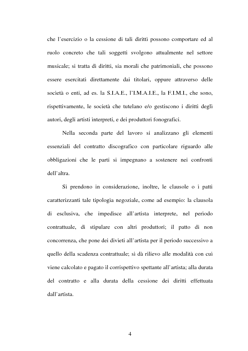 Anteprima della tesi: Il contratto discografico. Profili privatistici, Pagina 4