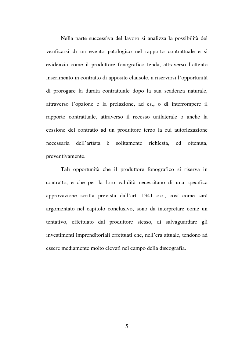 Anteprima della tesi: Il contratto discografico. Profili privatistici, Pagina 5