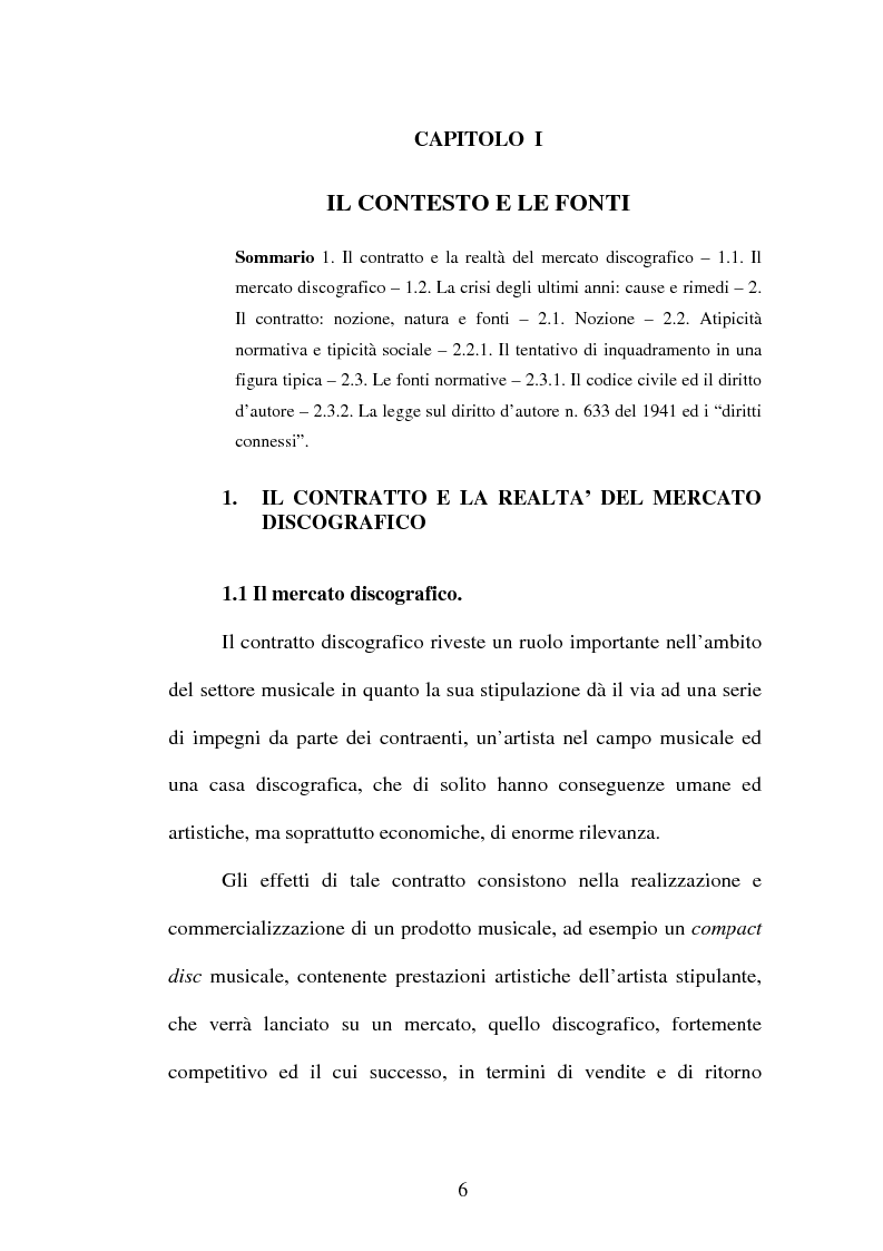 Anteprima della tesi: Il contratto discografico. Profili privatistici, Pagina 6