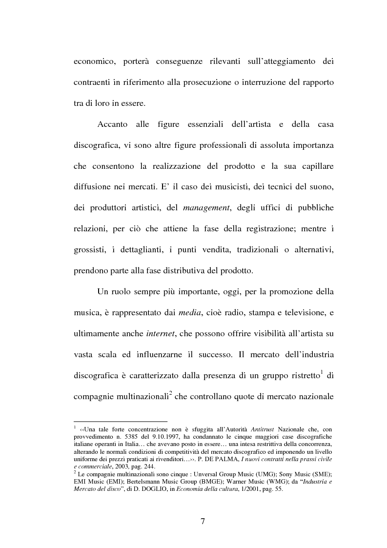 Anteprima della tesi: Il contratto discografico. Profili privatistici, Pagina 7