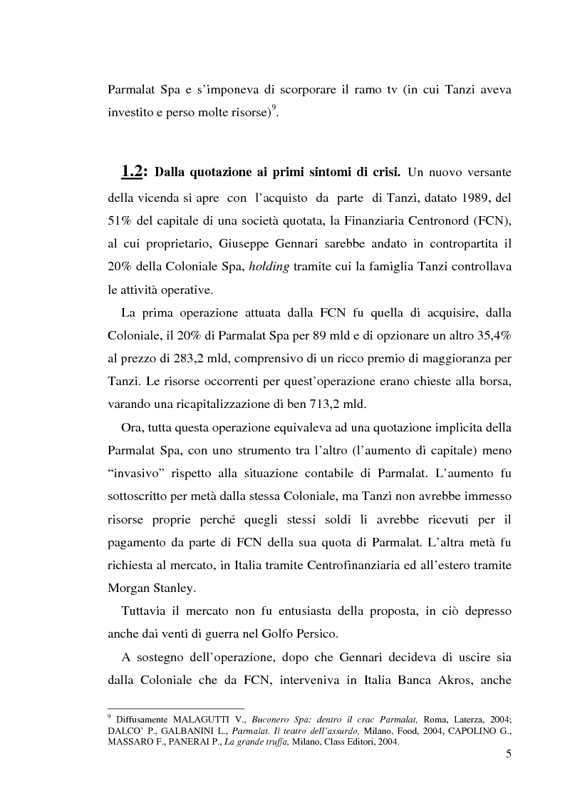 Anteprima della tesi: Un recente "disastro" finanziario: il caso Parmalat, Pagina 12