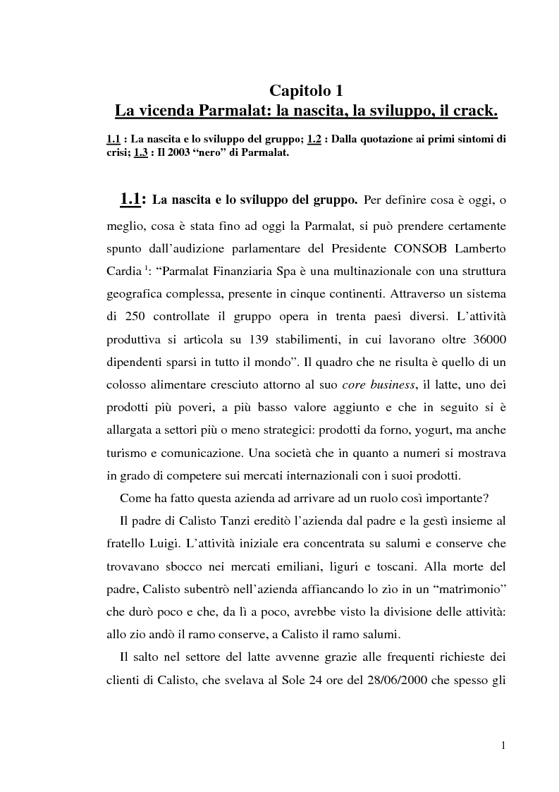 Anteprima della tesi: Un recente "disastro" finanziario: il caso Parmalat, Pagina 8