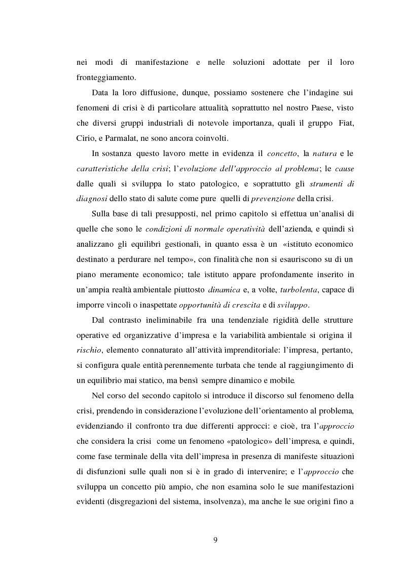 Anteprima della tesi: Crisi d'impresa. Processi degenerativi, strumenti di diagnosi e misure di prevenzione., Pagina 2
