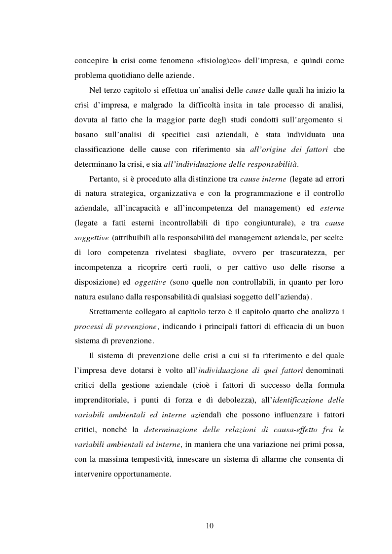 Anteprima della tesi: Crisi d'impresa. Processi degenerativi, strumenti di diagnosi e misure di prevenzione., Pagina 3
