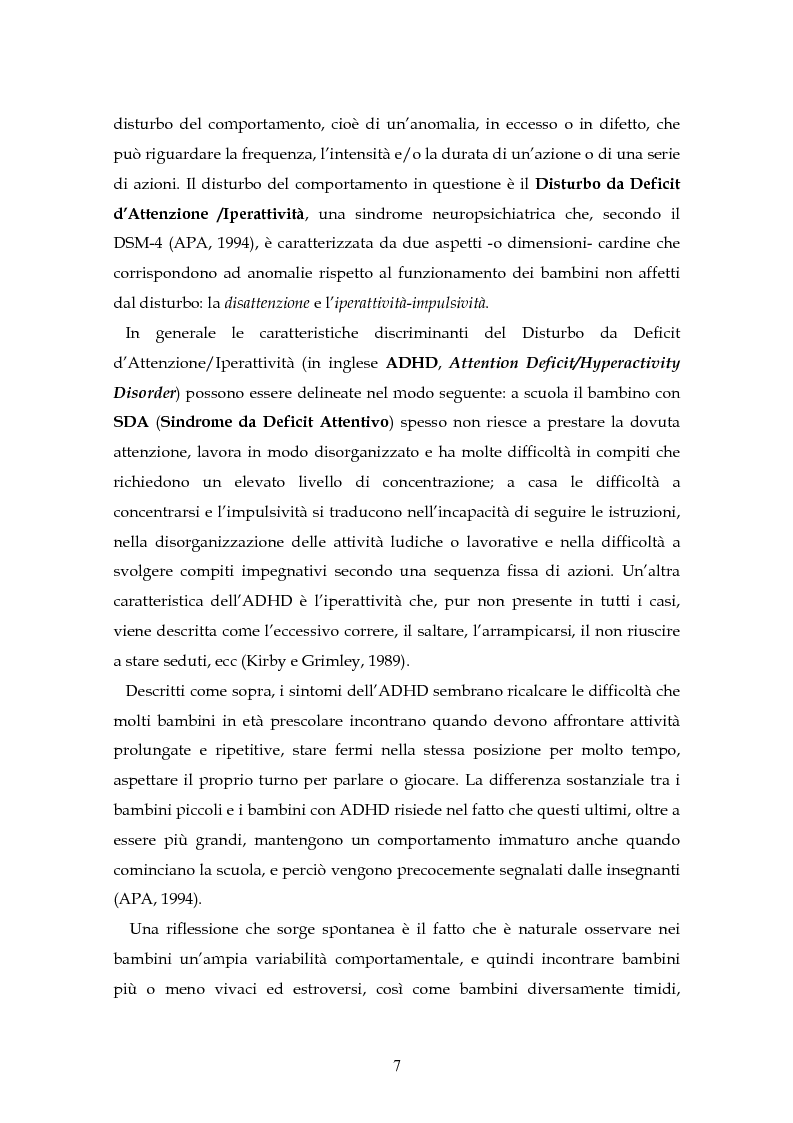 Anteprima della tesi: Il disturbo da deficit d'attenzione/iperattività: analisi della letteratura, Pagina 4