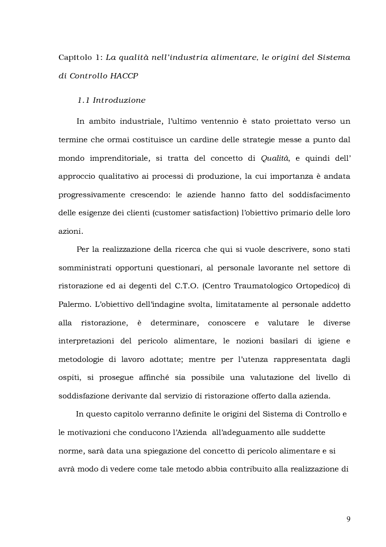 Anteprima della tesi: Customer Satisfaction nella ristorazione ospedaliera. Un'analisi al C.T.O. di Palermo, Pagina 5