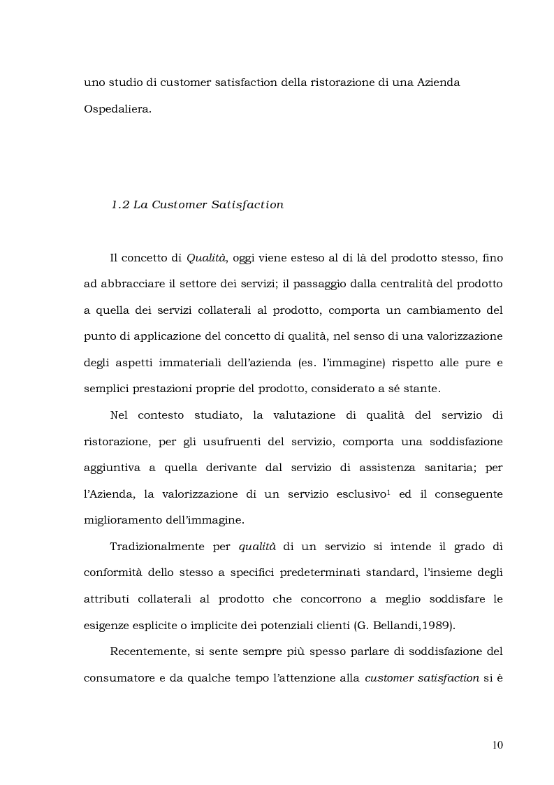 Anteprima della tesi: Customer Satisfaction nella ristorazione ospedaliera. Un'analisi al C.T.O. di Palermo, Pagina 6