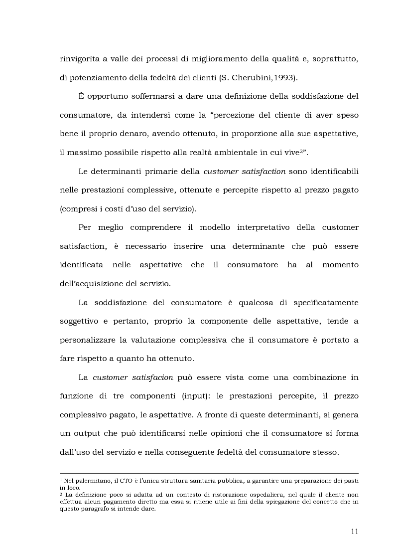 Anteprima della tesi: Customer Satisfaction nella ristorazione ospedaliera. Un'analisi al C.T.O. di Palermo, Pagina 7
