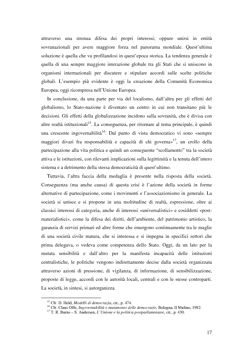 Anteprima della tesi: Autorità indipendenti, terzo settore e sussidiarietà nelle trasformazioni attuali dei sistemi democratici, Pagina 13