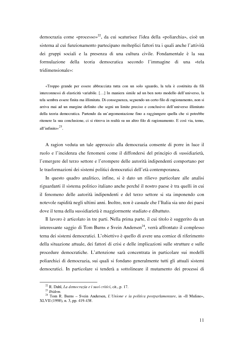 Anteprima della tesi: Autorità indipendenti, terzo settore e sussidiarietà nelle trasformazioni attuali dei sistemi democratici, Pagina 7