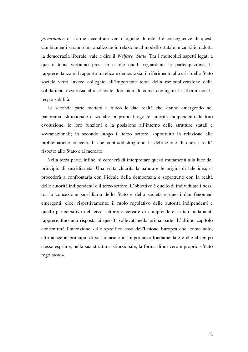 Anteprima della tesi: Autorità indipendenti, terzo settore e sussidiarietà nelle trasformazioni attuali dei sistemi democratici, Pagina 8