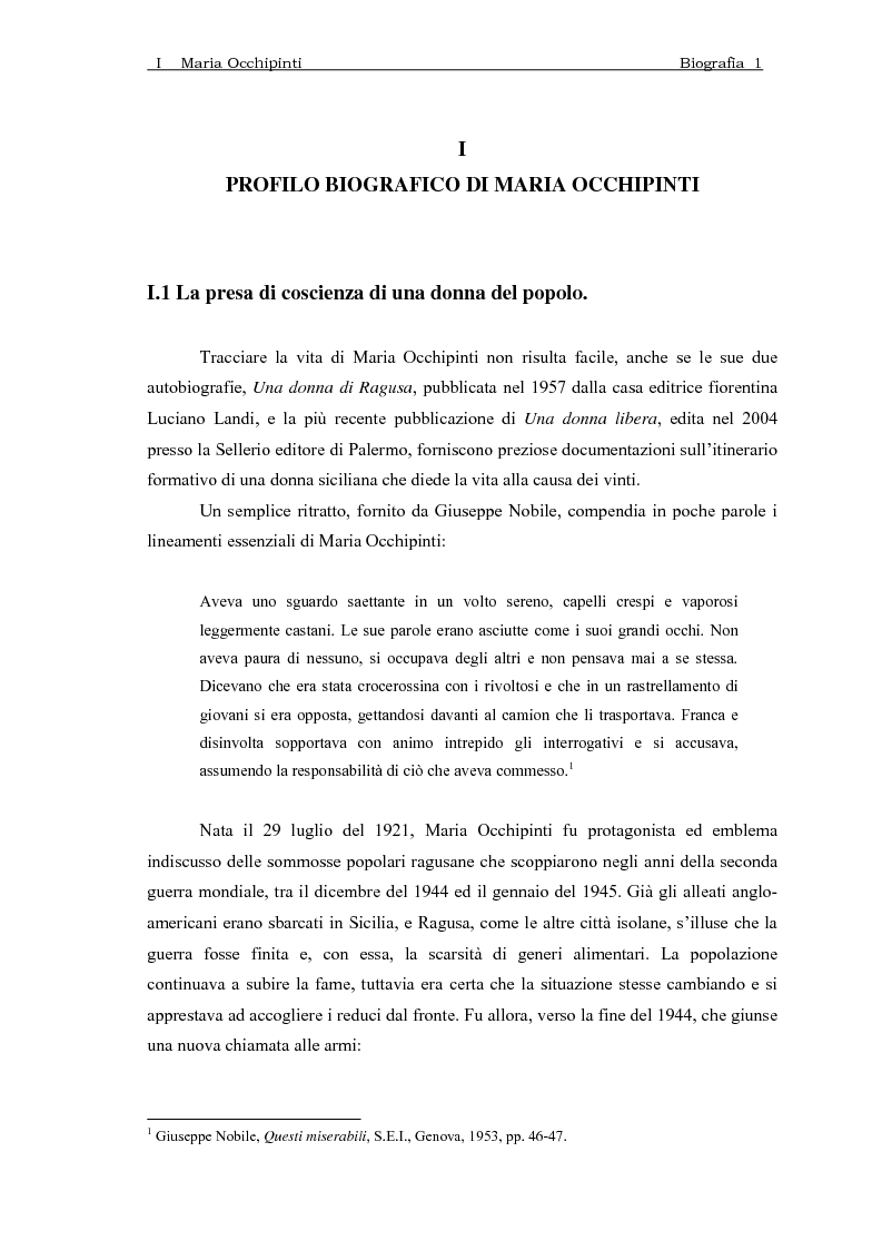 Anteprima della tesi: Maria Occhipinti: una ribelle del Novecento, Pagina 4
