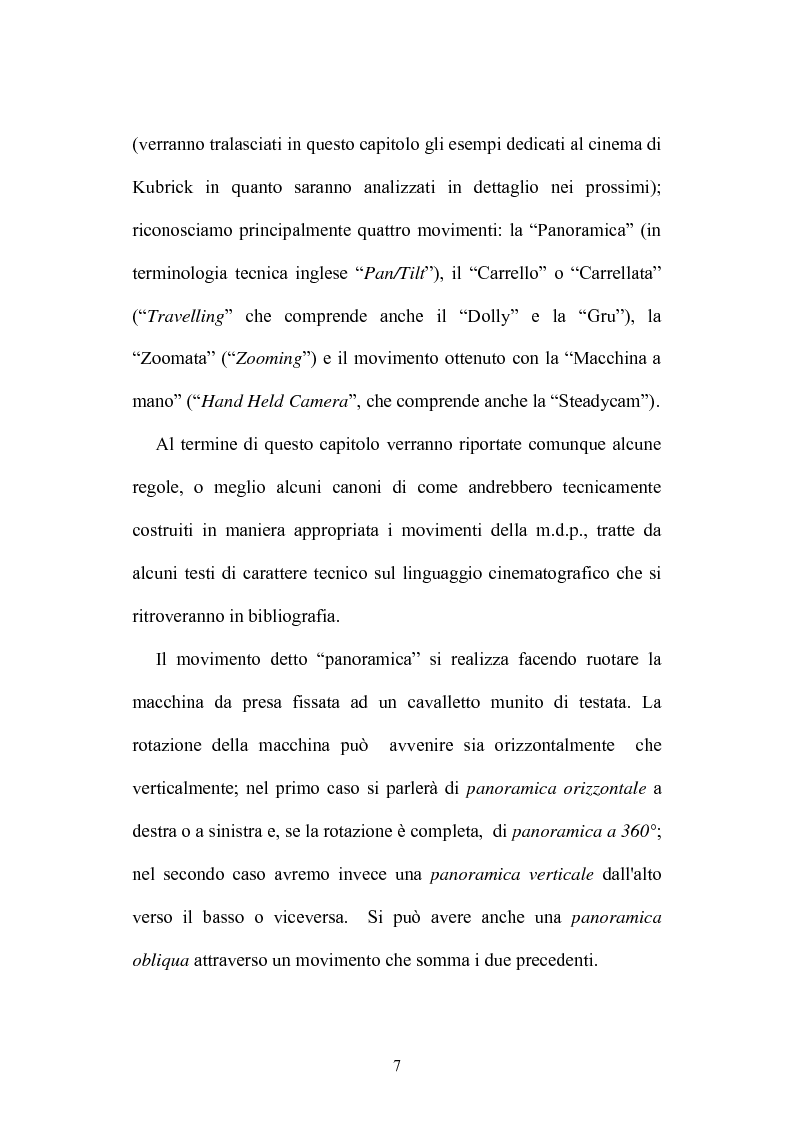 Anteprima della tesi: L'occhio che si muove - I movimenti di macchina nel cinema di Stanley Kubrick, Pagina 5