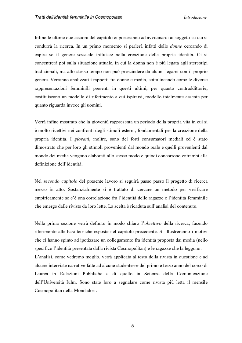 Anteprima della tesi: Tratti dell'identità femminile nella rivista Cosmopolitan, Pagina 4