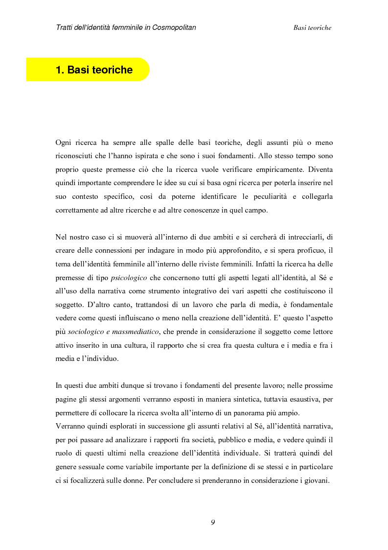 Anteprima della tesi: Tratti dell'identità femminile nella rivista Cosmopolitan, Pagina 7