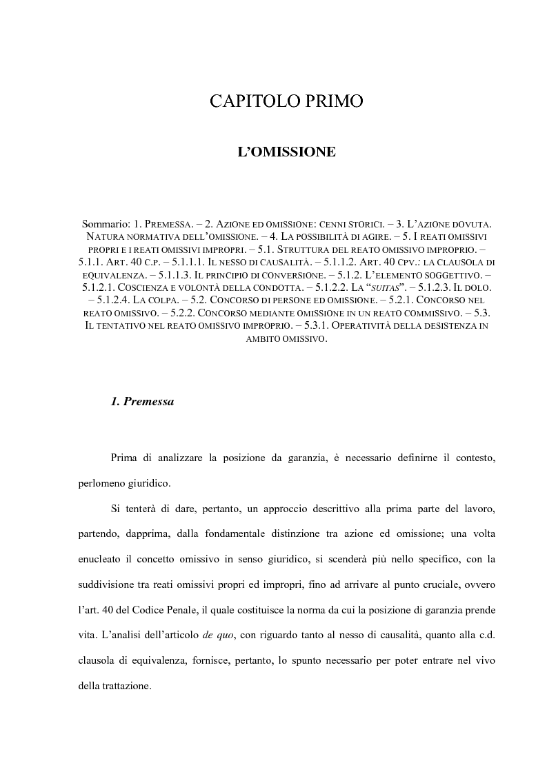 Anteprima della tesi: La posizione di garanzia nel reato omissivo improprio, Pagina 4