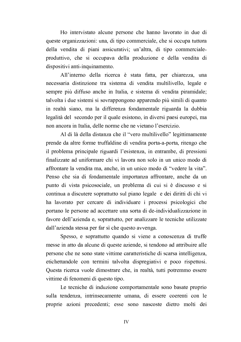Anteprima della tesi: Indagine esplorativa sull'induzione comportamentale nel sistema di vendita multilivello, Pagina 4