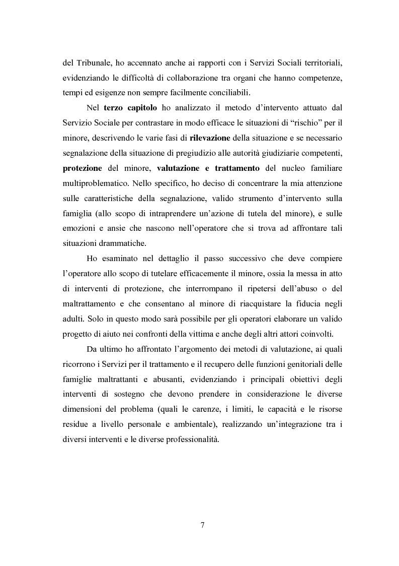 Anteprima della tesi: L' équipe multidisciplinare come strumento per la segnalazione e la presa in carico dei casi di abuso e maltrattamento sui minori, Pagina 5