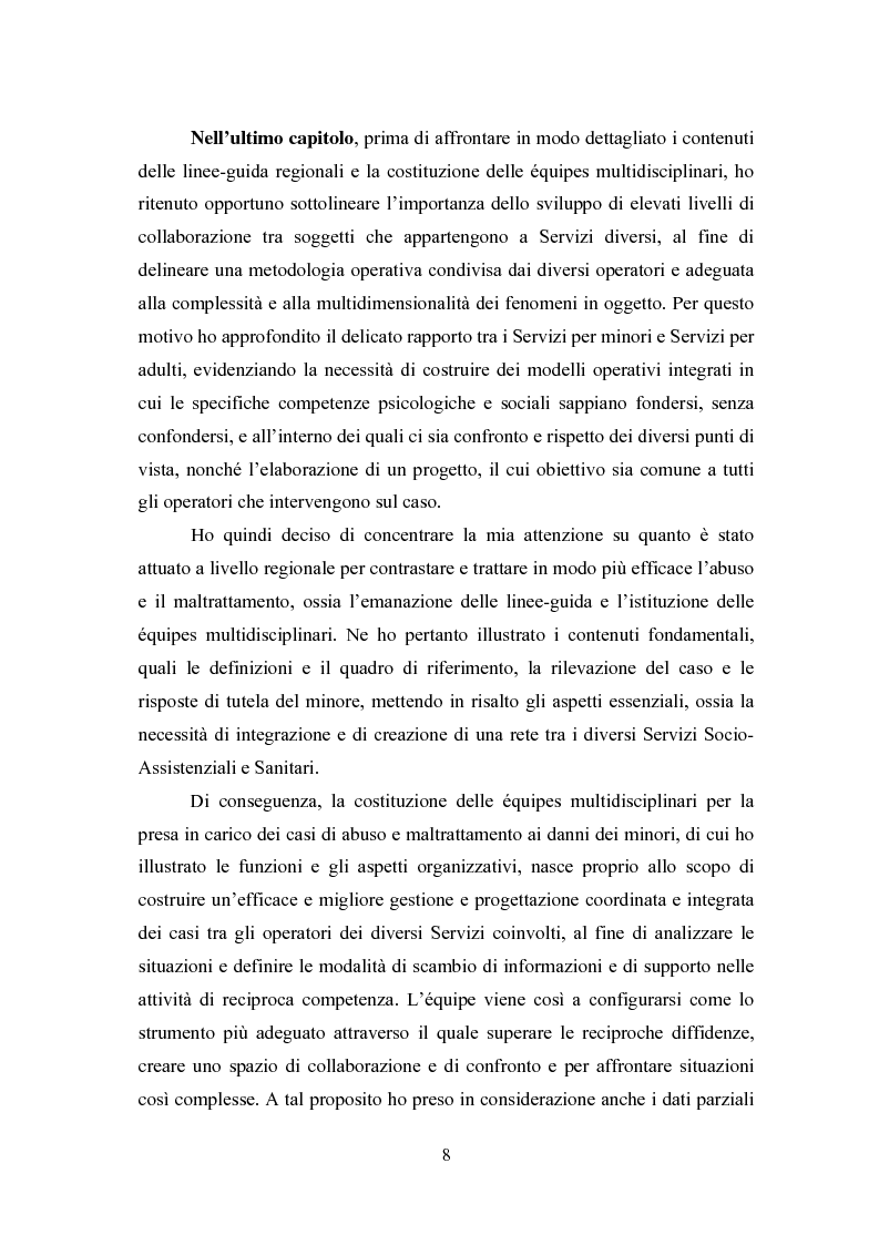 Anteprima della tesi: L' équipe multidisciplinare come strumento per la segnalazione e la presa in carico dei casi di abuso e maltrattamento sui minori, Pagina 6