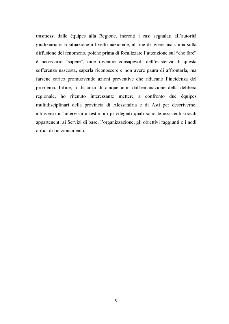 Anteprima della tesi: L' équipe multidisciplinare come strumento per la segnalazione e la presa in carico dei casi di abuso e maltrattamento sui minori, Pagina 7