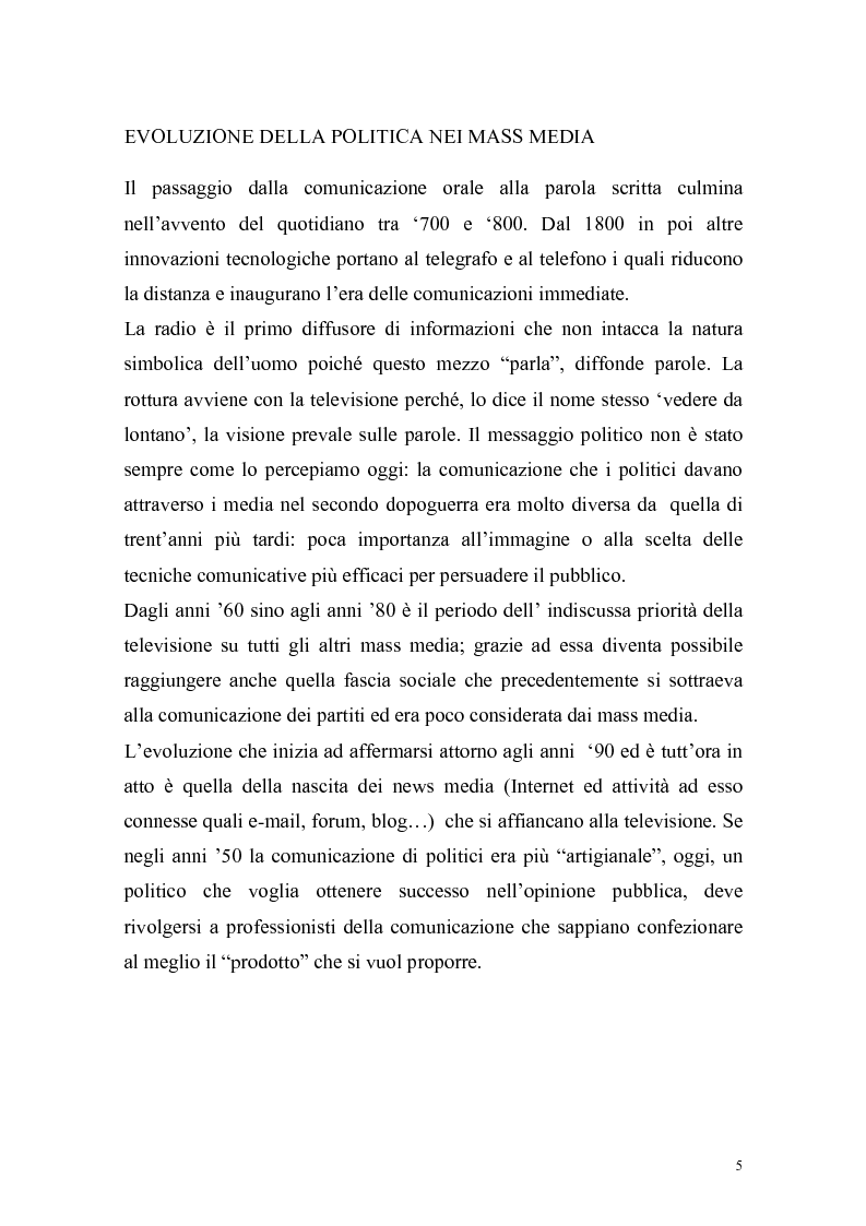 Anteprima della tesi: I media e la politica. Come è cambiata la televisione, Pagina 4