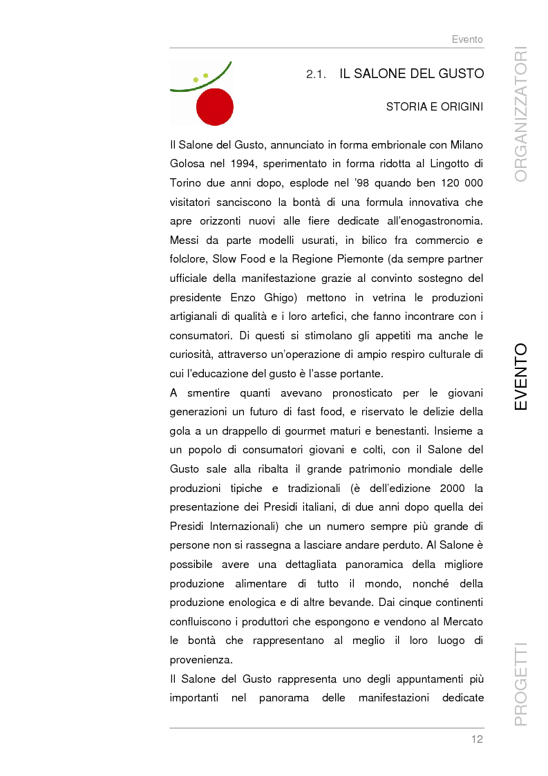 Anteprima della tesi: Analisi e sviluppo del progetto di immagine coordinata relativo al ''Salone del Gusto'', Torino 2004, Pagina 10