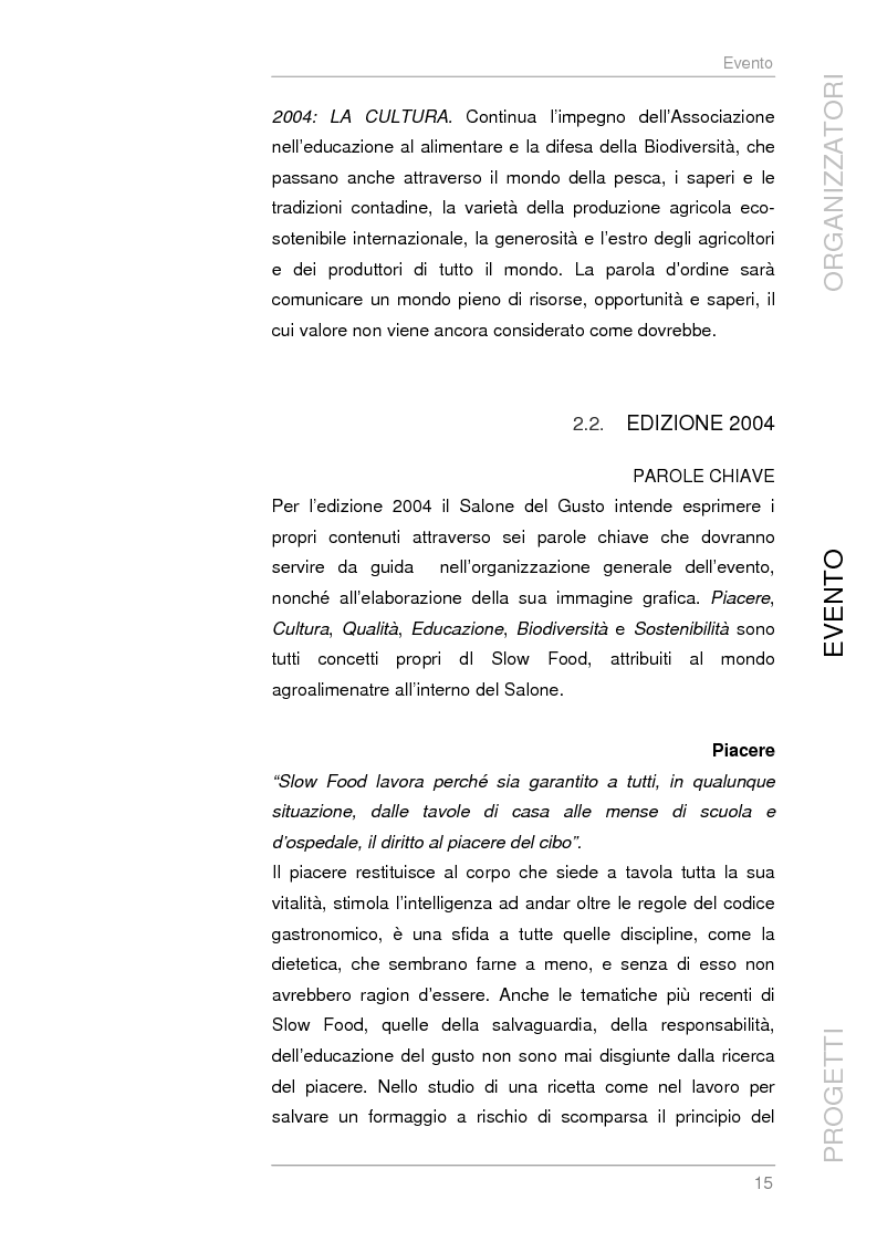Anteprima della tesi: Analisi e sviluppo del progetto di immagine coordinata relativo al ''Salone del Gusto'', Torino 2004, Pagina 13