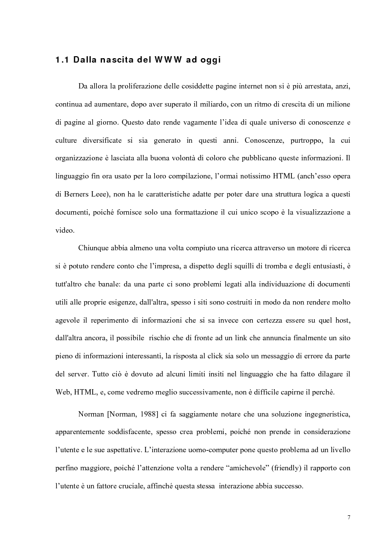 Anteprima della tesi: Semantic Web strutturazione dell’informazione e rappresentazione della conoscenza, Pagina 6