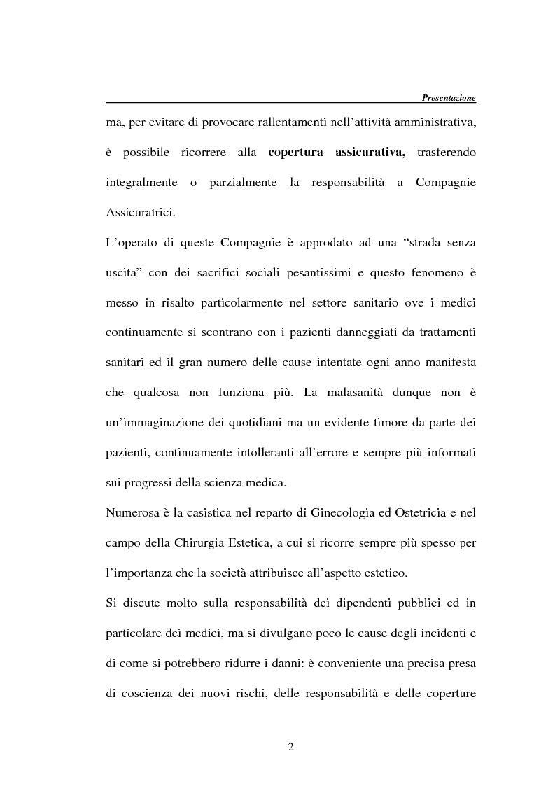 Anteprima della tesi: La responsabilità della Pubblica Amministrazione, dei dipendenti pubblici e la copertura assicurativa nella Sanità, Pagina 2