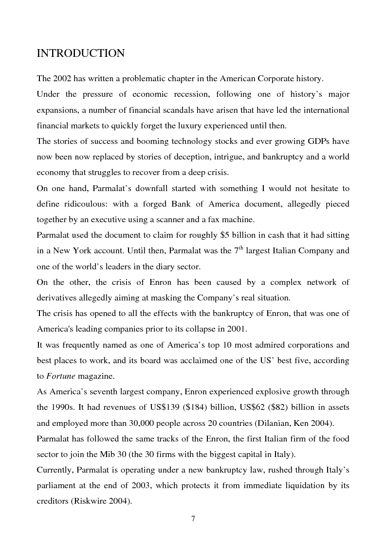 Anteprima della tesi: Enron and Parmalat two twins parables, Pagina 4