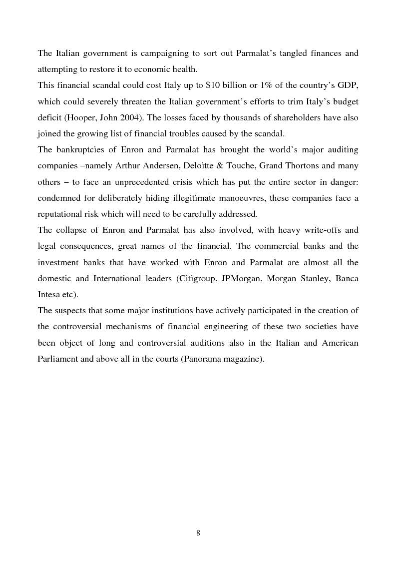 Anteprima della tesi: Enron and Parmalat two twins parables, Pagina 5